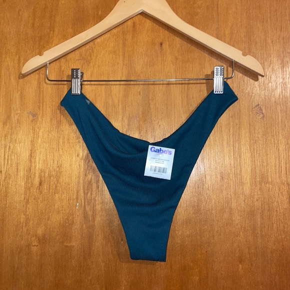 •ZAFUL•NWT DEEP BLUE TURQUOISE RIBBED HIGH LEG CHEEKY BIKINI BOTTOMS SIZE US L-8 - Picture 2 of 5
